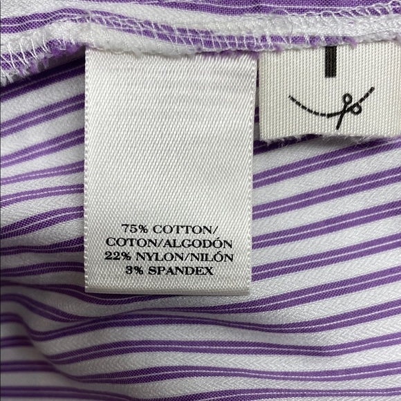 Ann Taylor Shirt Button Down Cuffed Sleeves Striped Tailored Purple Size 14 - Picture 3 of 14